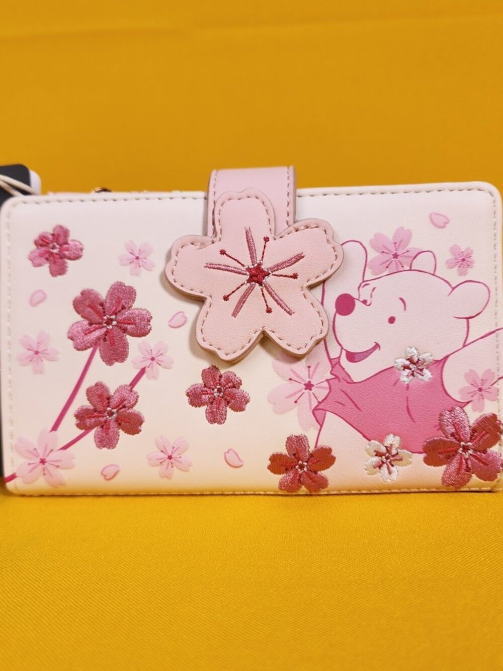 Loungefly Disney Winnie the Pooh Cherry Blossom Floral Embroidered Flap Wallet
